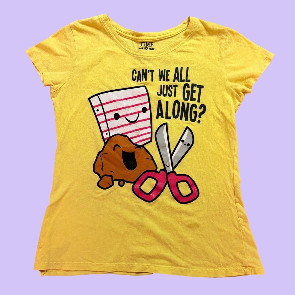 Y2K Time 2 Shine Rock Paper Scissors Graphic Tee Shirt Scene #19